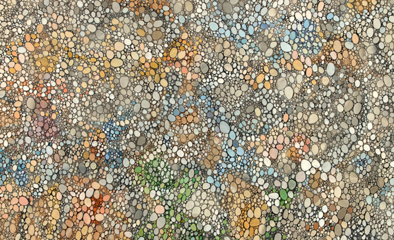 Eretz lo Ish, 15”x22”, acrylic/ink/board