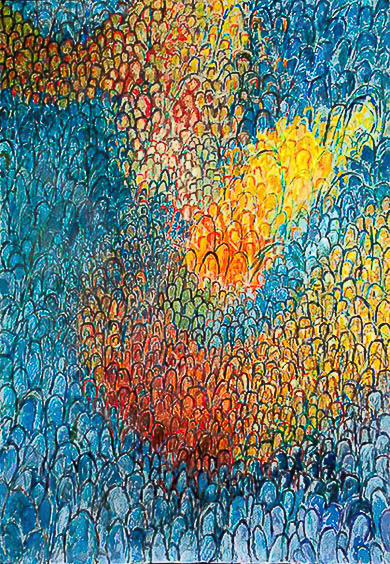 Round the Mountain, 72”x54”, acrylic/paper