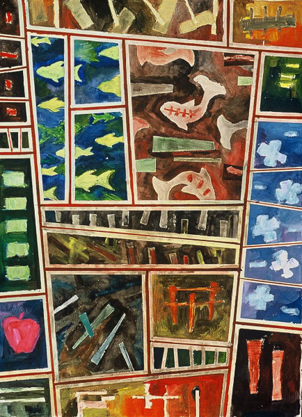 Fish    30x22  paint on paper collage